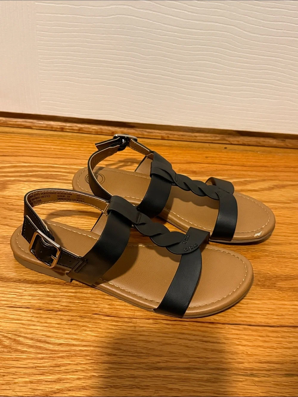 wonder nation Braided Strap Sandals in Brown and Black
